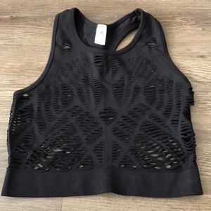 Spandex fishnet crop